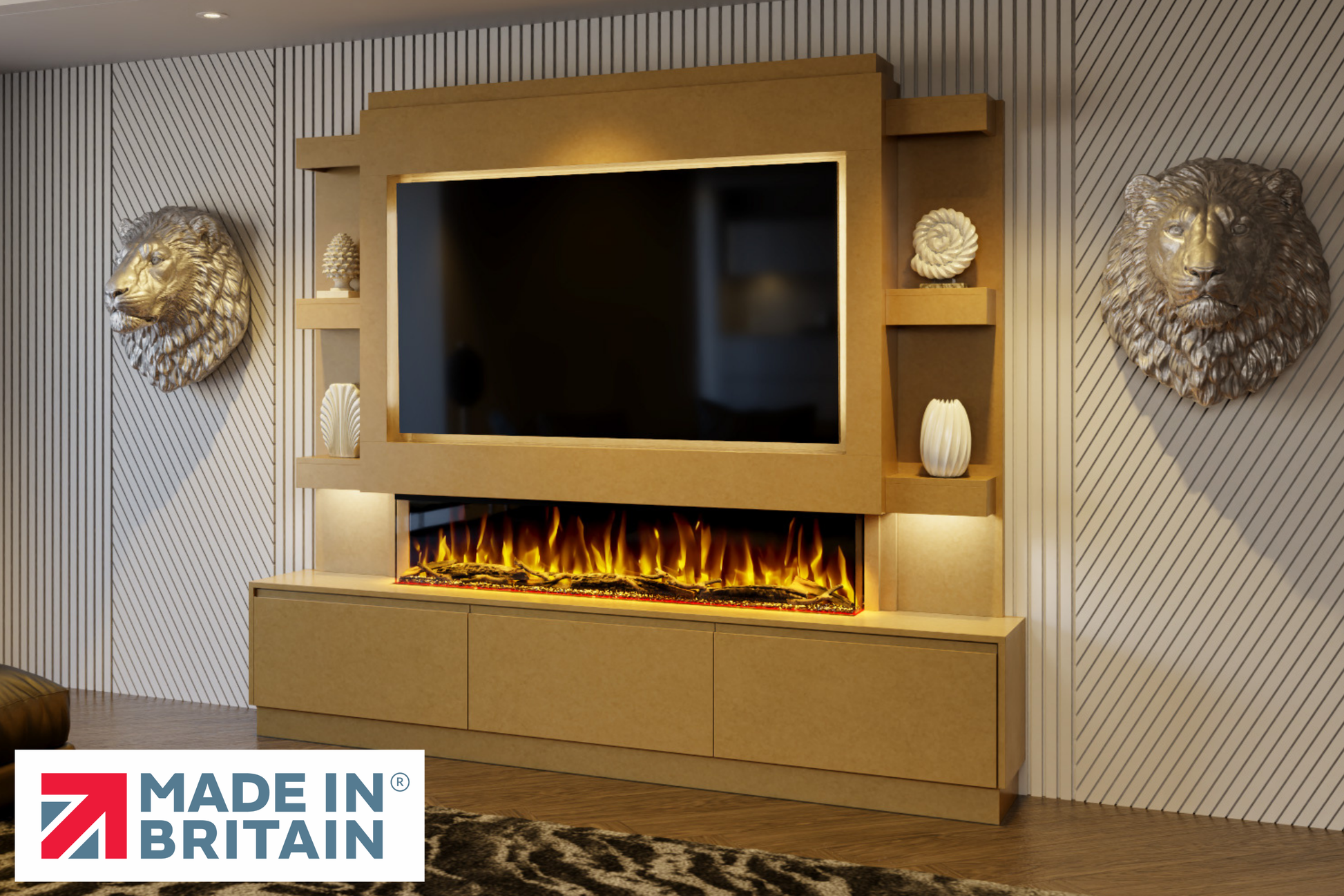 Evolution Fires - Pre-Built Media Wall Package 22 including Electric Fire
