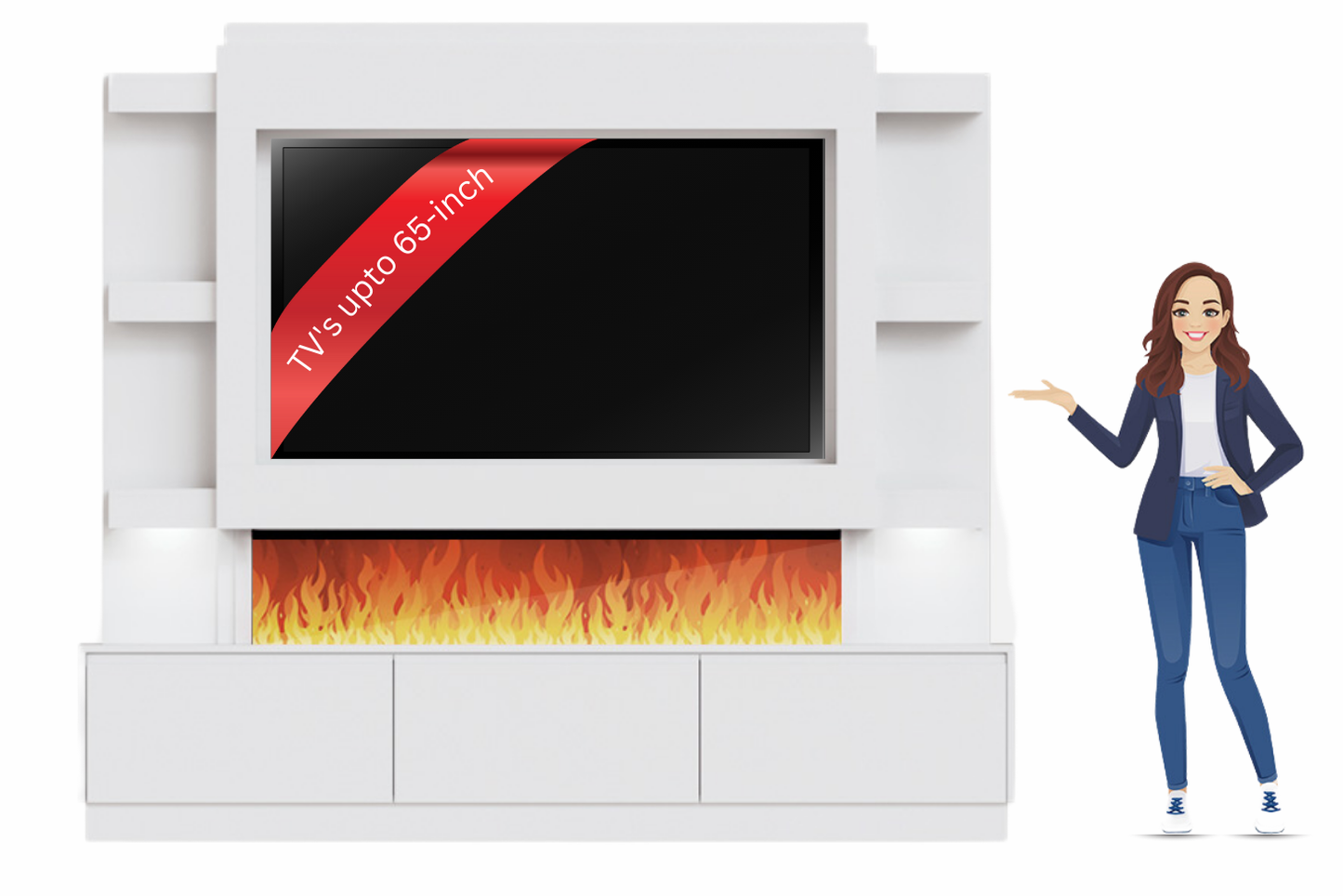 Evolution Fires - Pre-Built Media Wall Package 22 including Electric Fire