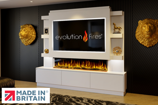 Evolution Fires - Pre-Built Media Wall Package 22 including Electric Fire