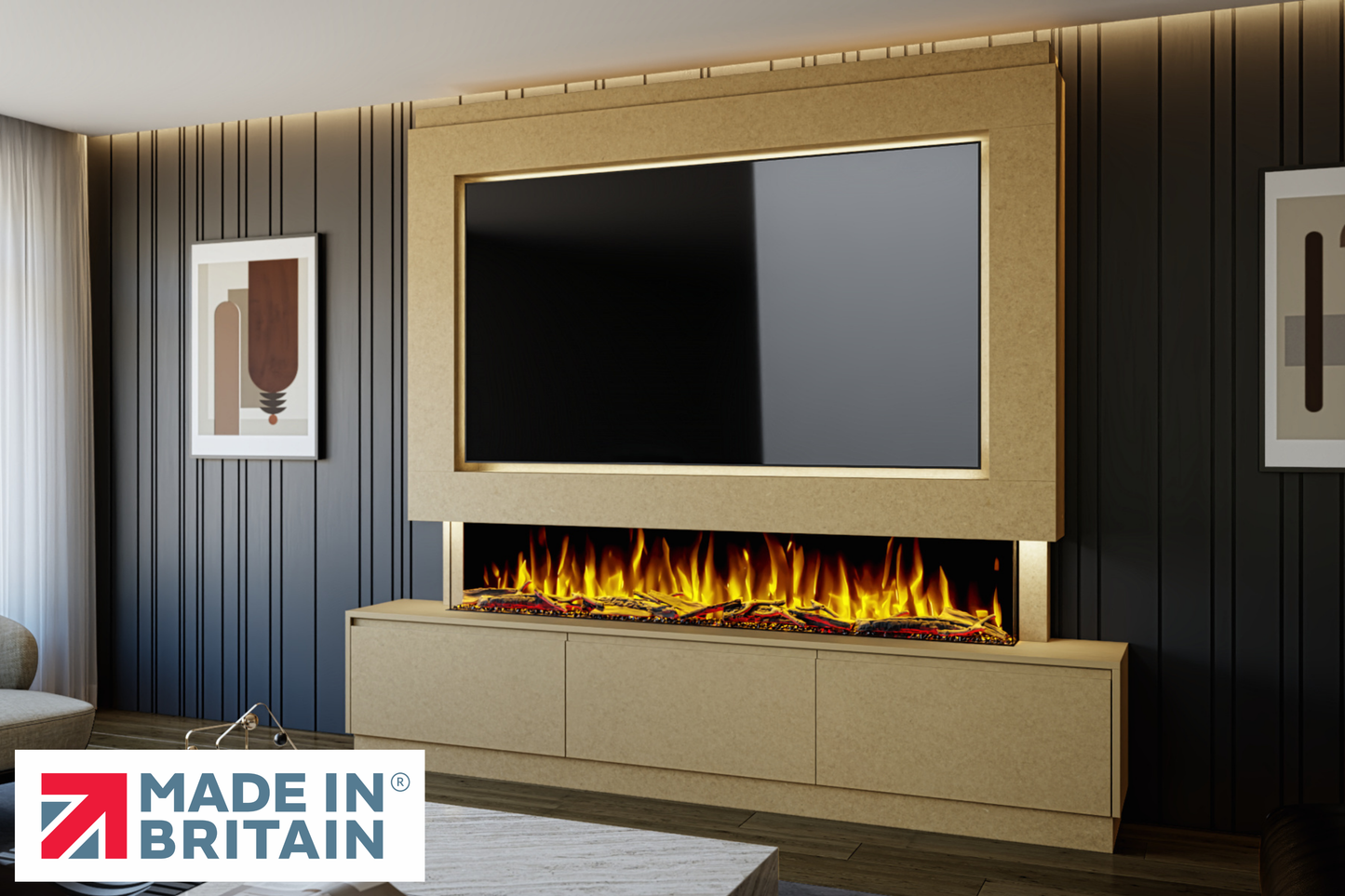 Evolution Fires - Pre-Built Media Wall Package 23 including Electric Fire
