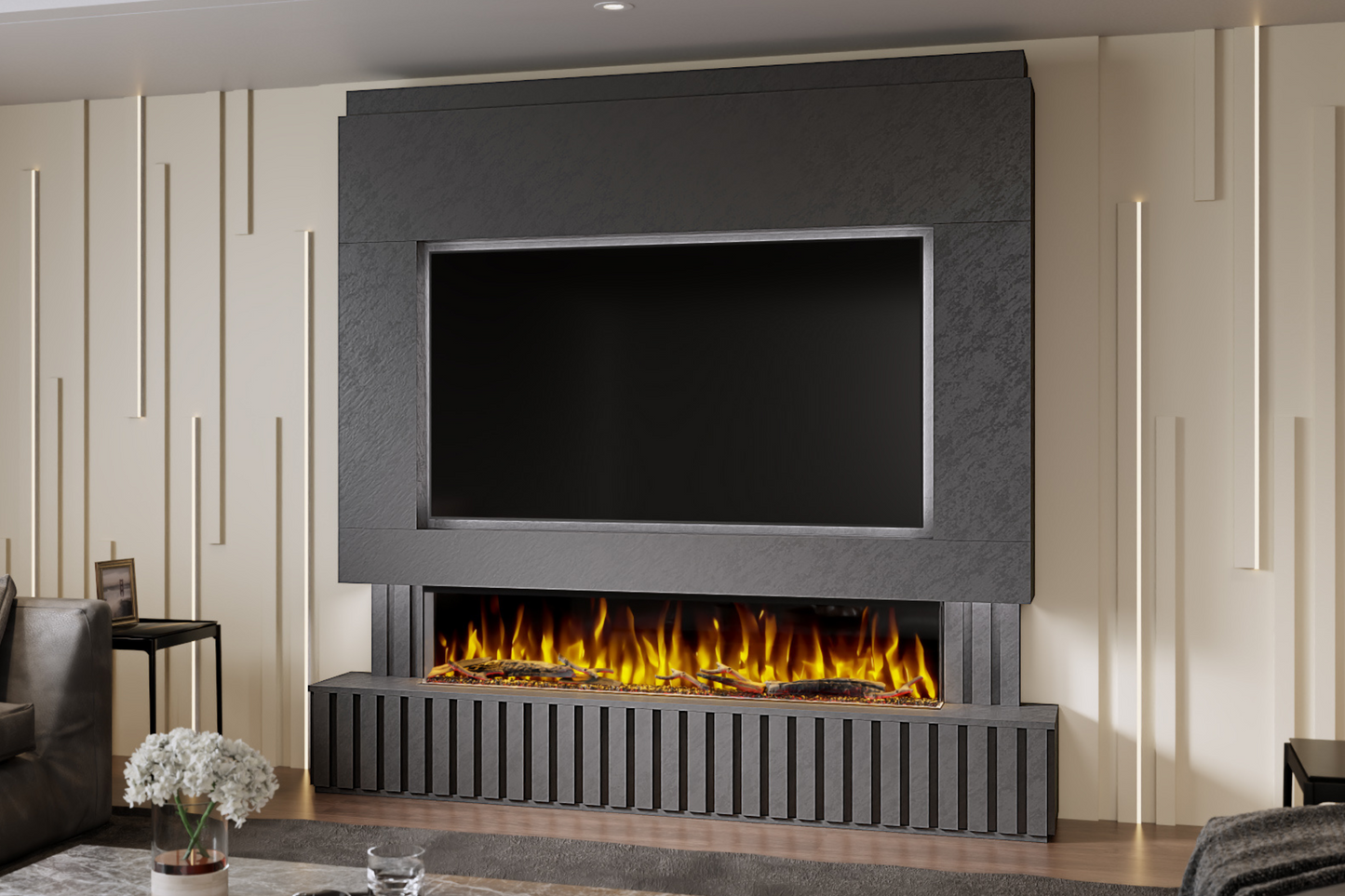 Evolution Fires - Pre-Built Media Wall Package 24 including Electric Fire