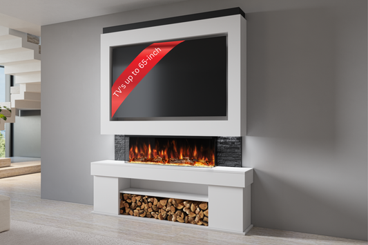 Evolution Fires Package 3 β Pre-Built Media Wall with Electric Fireplace
