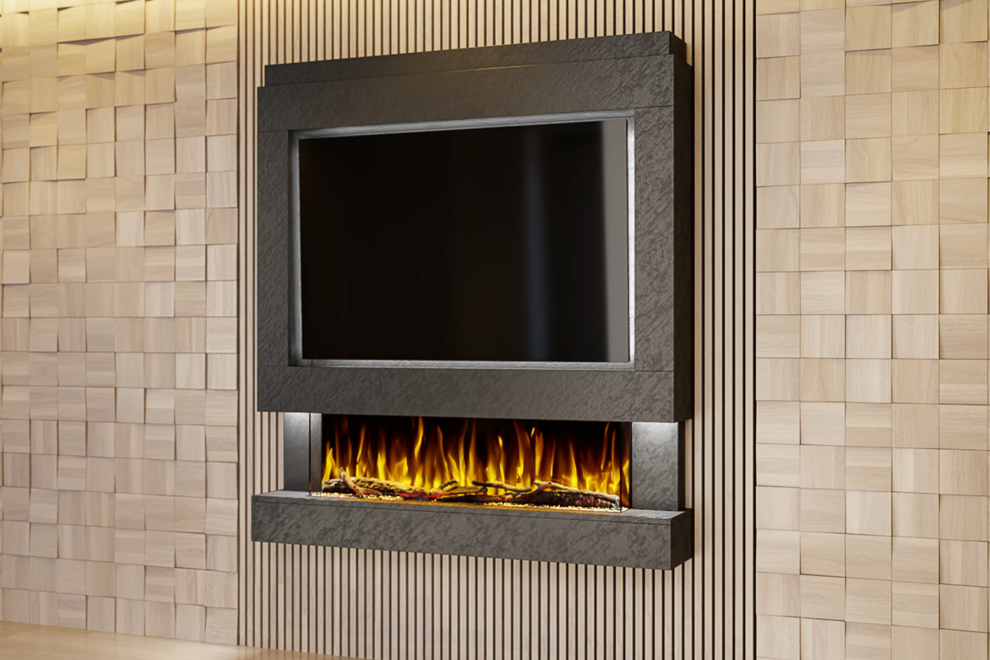 Evolution Fires Package 4 – Pre-Built Media Wall with Electric Fireplace