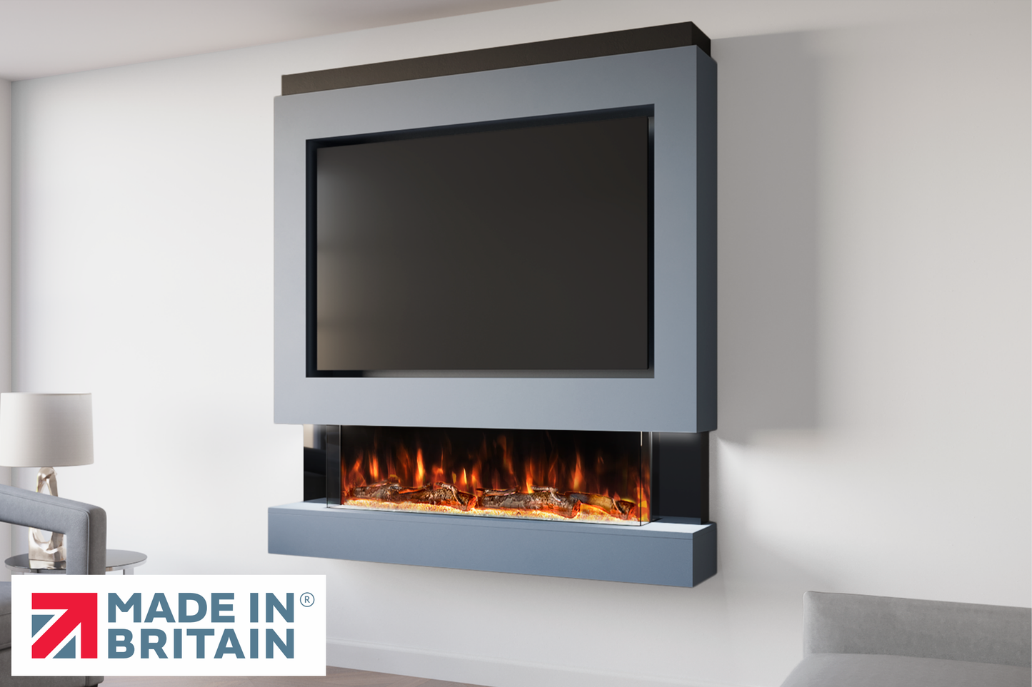 Evolution Fires Package 4 – Pre-Built Media Wall with Electric Fireplace