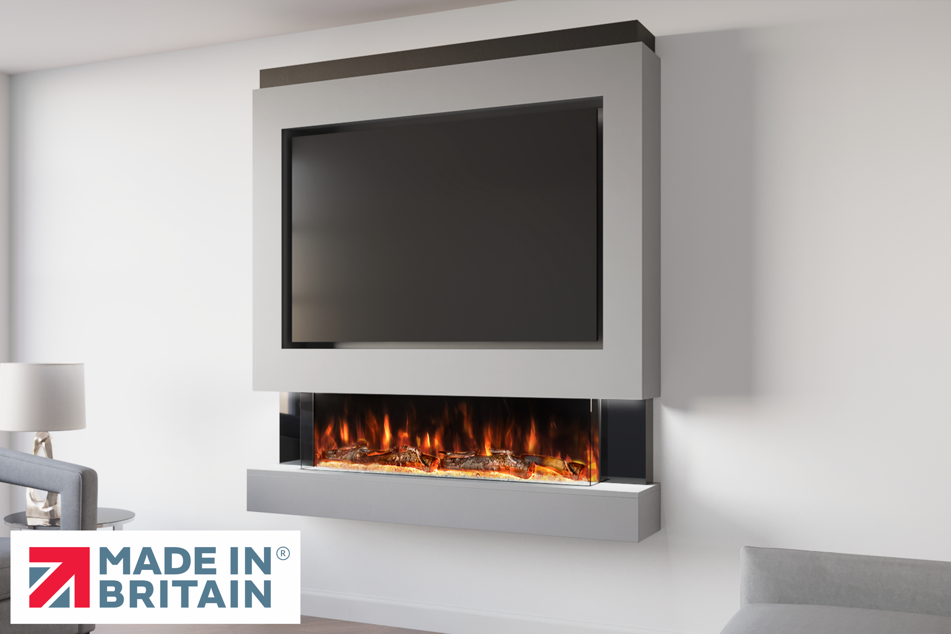 Evolution Fires Package 4 – Pre-Built Media Wall with Electric Fireplace