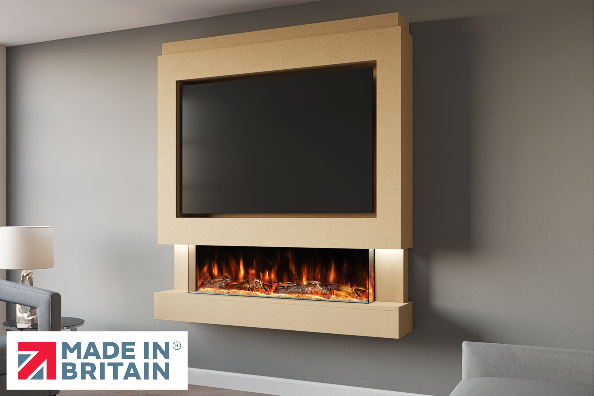 Evolution Fires Package 4 – Pre-Built Media Wall with Electric Fireplace