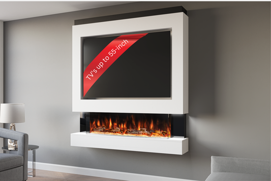 Evolution Fires Package 4 β Pre-Built Media Wall with Electric Fireplace