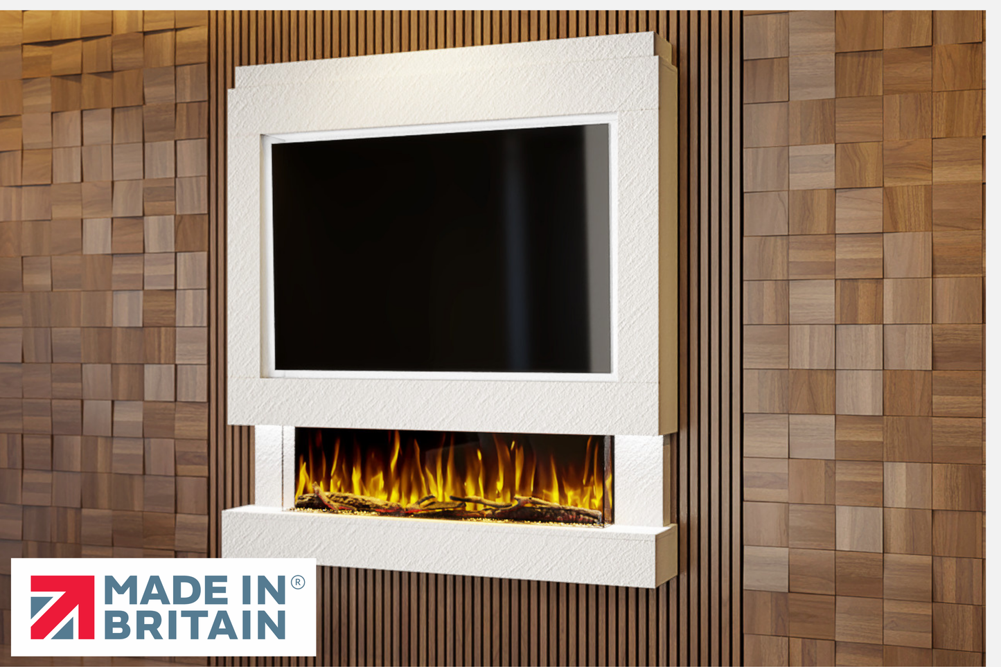 Evolution Fires Package 4 – Pre-Built Media Wall with Electric Fireplace