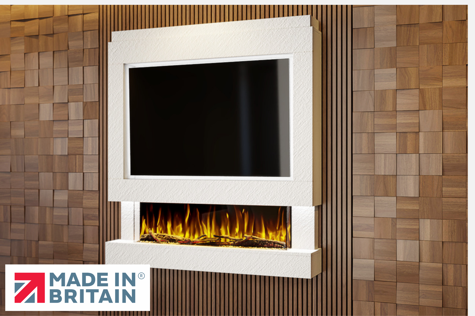 Evolution Fires Package 4 – Pre-Built Media Wall with Electric Fireplace