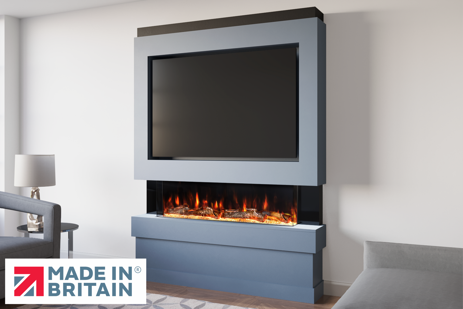 Evolution Fires Package 5 – Pre-Built Media Wall with Electric Fireplace