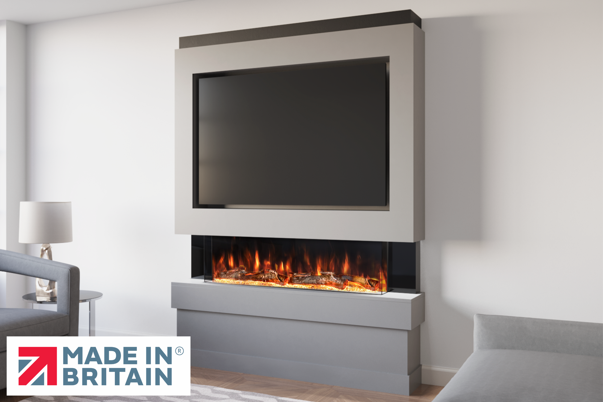 Evolution Fires Package 5 – Pre-Built Media Wall with Electric Fireplace