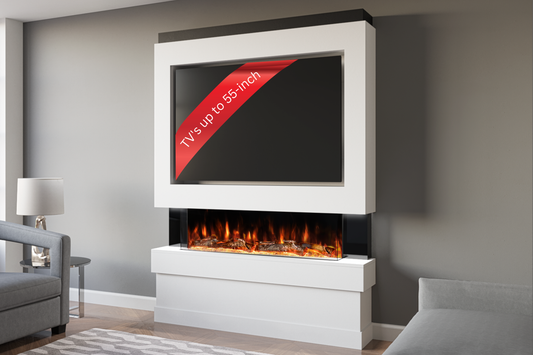 Evolution Fires Package 5 β Pre-Built Media Wall with Electric Fireplace