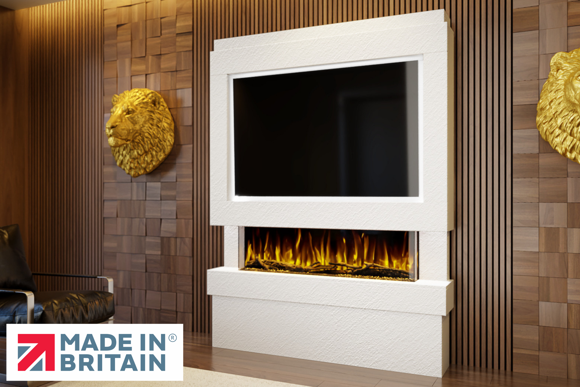 Evolution Fires Package 5 – Pre-Built Media Wall with Electric Fireplace