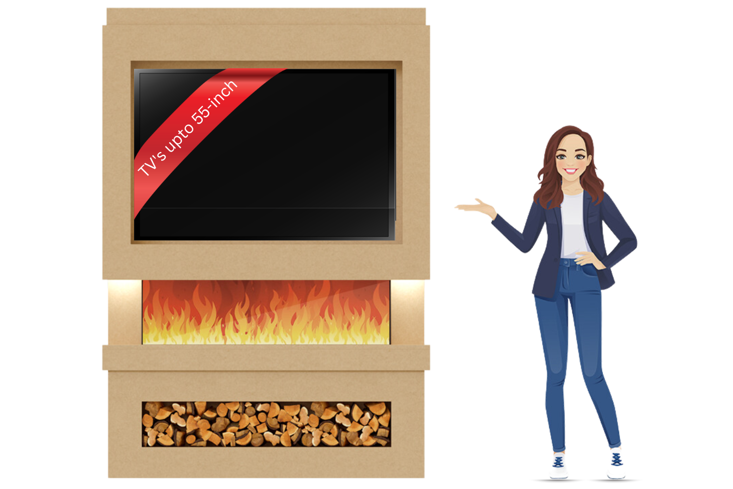 Evolution Fires Package 6 – Pre-Built Media Wall with Electric Fireplace