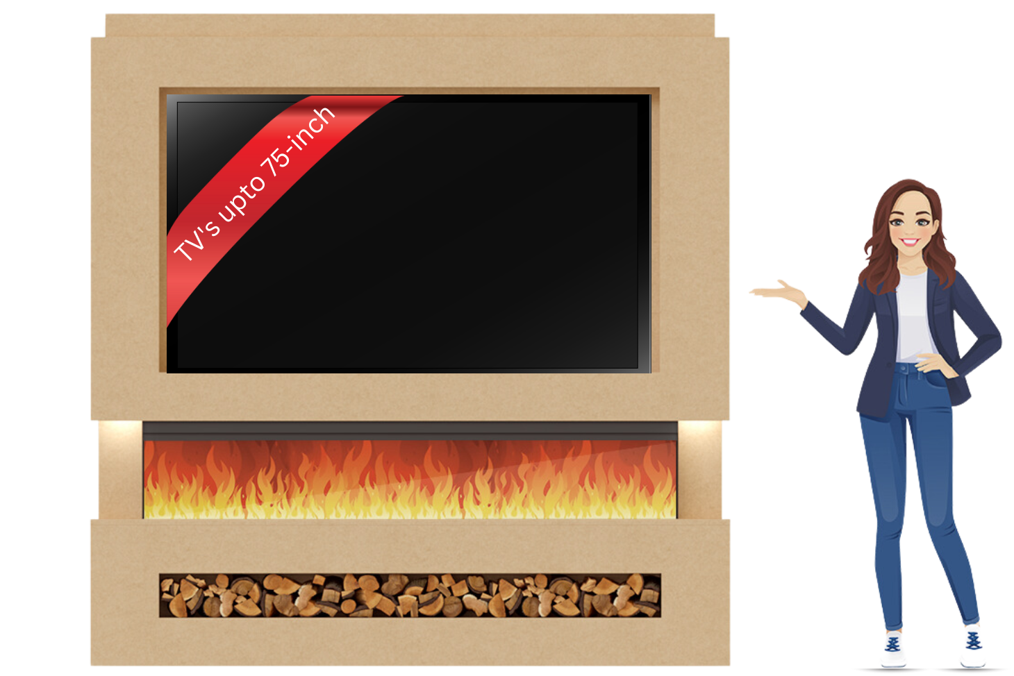 Evolution Fires Package 7 – Pre-Built Media Wall with Electric Fireplace