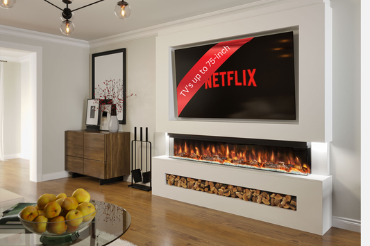 Evolution Fires Package 7 β Pre-Built Media Wall with Electric Fireplace