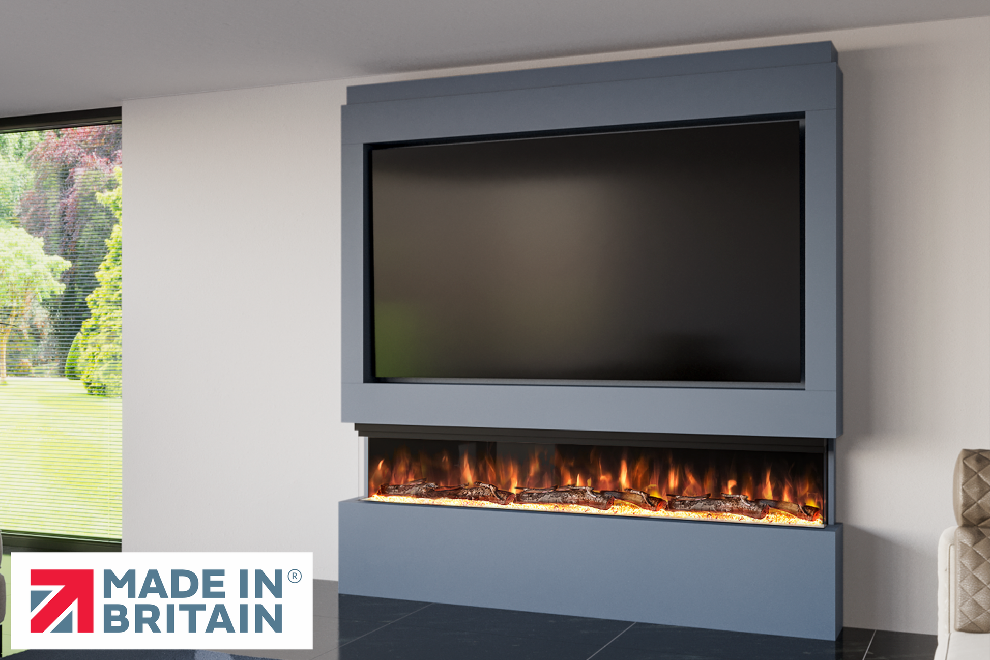 Evolution Fires Package 9 – Pre-Built Media Wall with Electric Fireplace
