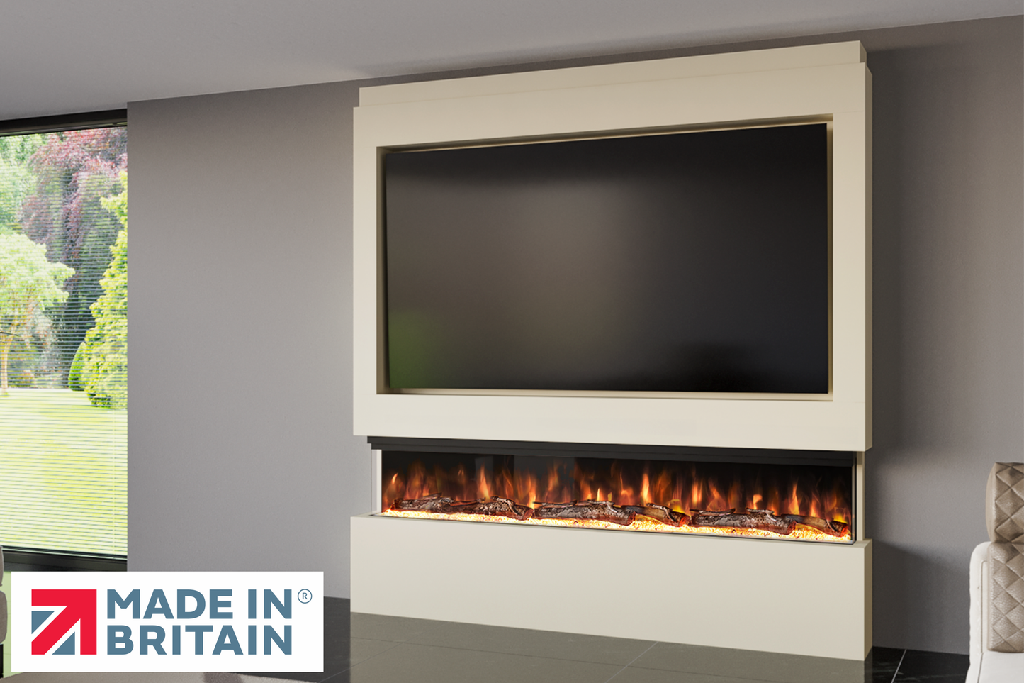 Evolution Fires Package 9 – Pre-Built Media Wall with Electric Fireplace