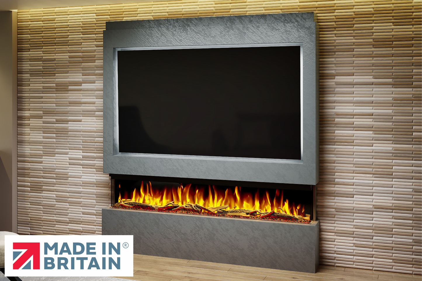 Evolution Fires Package 9 – Pre-Built Media Wall with Electric Fireplace