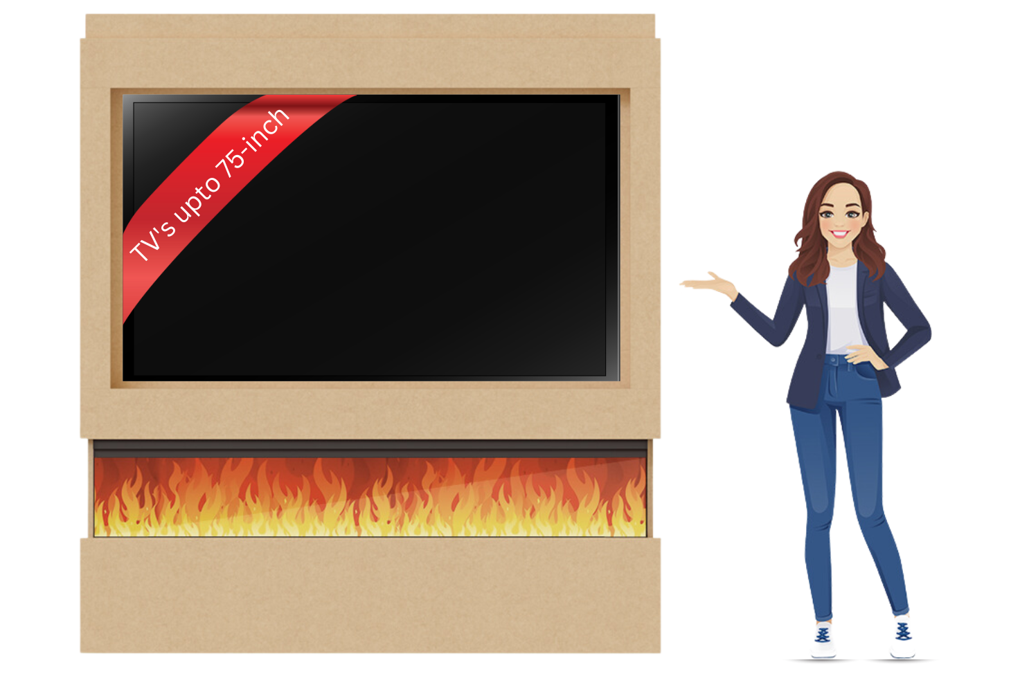 Evolution Fires Package 9 – Pre-Built Media Wall with Electric Fireplace