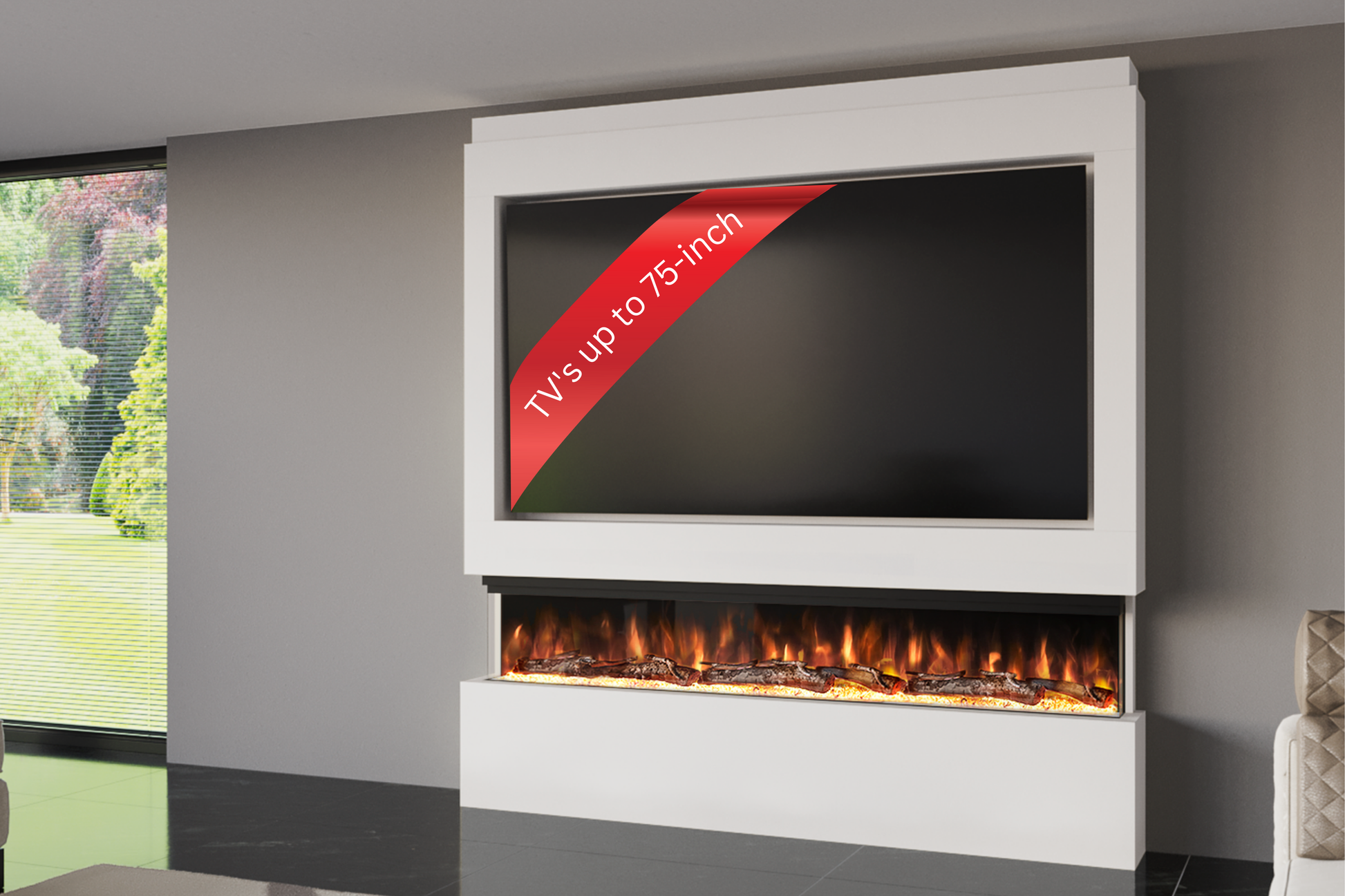Evolution Fires Package 9 – Pre-Built Media Wall with Electric Fireplace