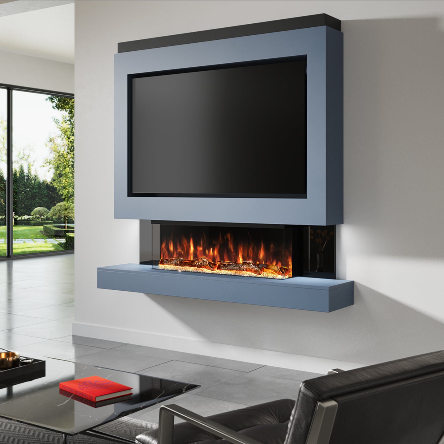 Evolution Fires - Pre-Built Media Wall Package 1 with electric fireplace
