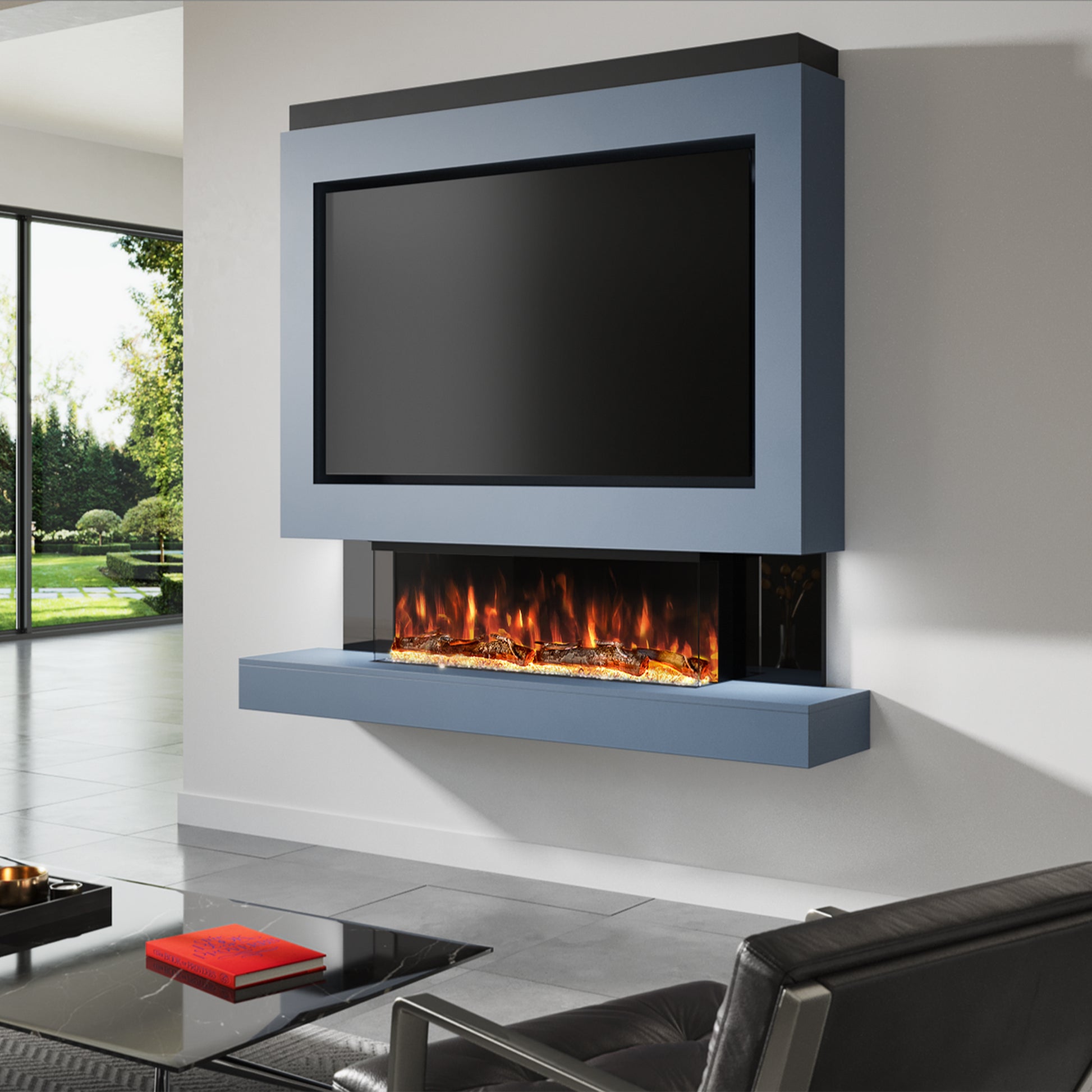 Evolution Fires - Pre-Built Media Wall Package 1 with electric fireplace