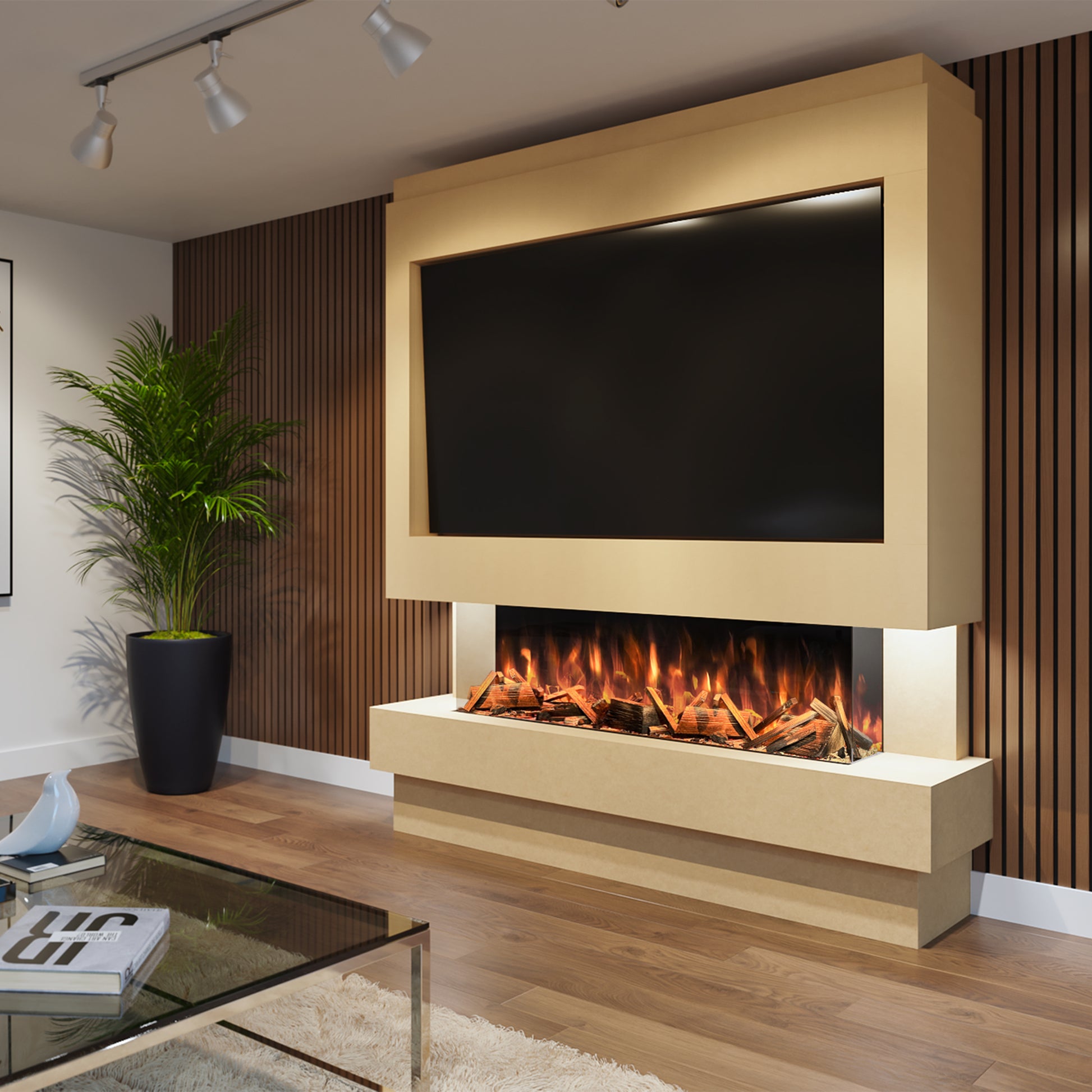 Evolution Fires - Pre-Built Media Wall Package 10 with Electric Fireplace