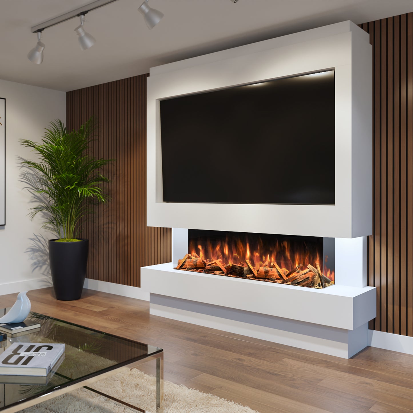 Evolution Fires - Pre-Built Media Wall Package 10 with Electric Fireplace