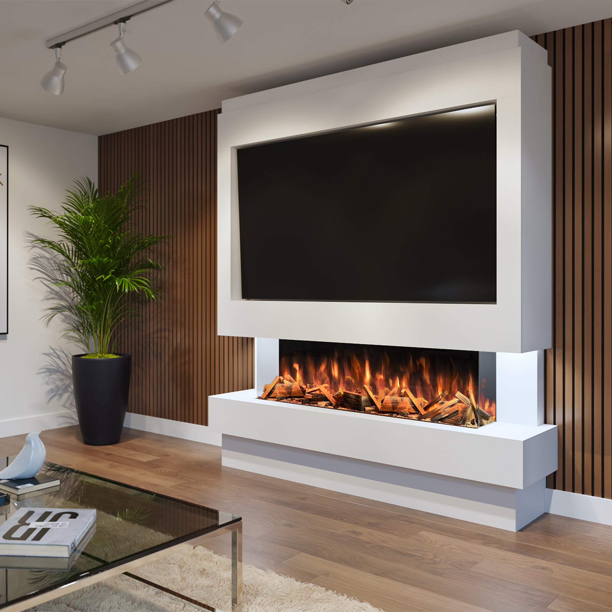 Evolution Fires - Pre-Built Media Wall Package 10 with Electric Fireplace