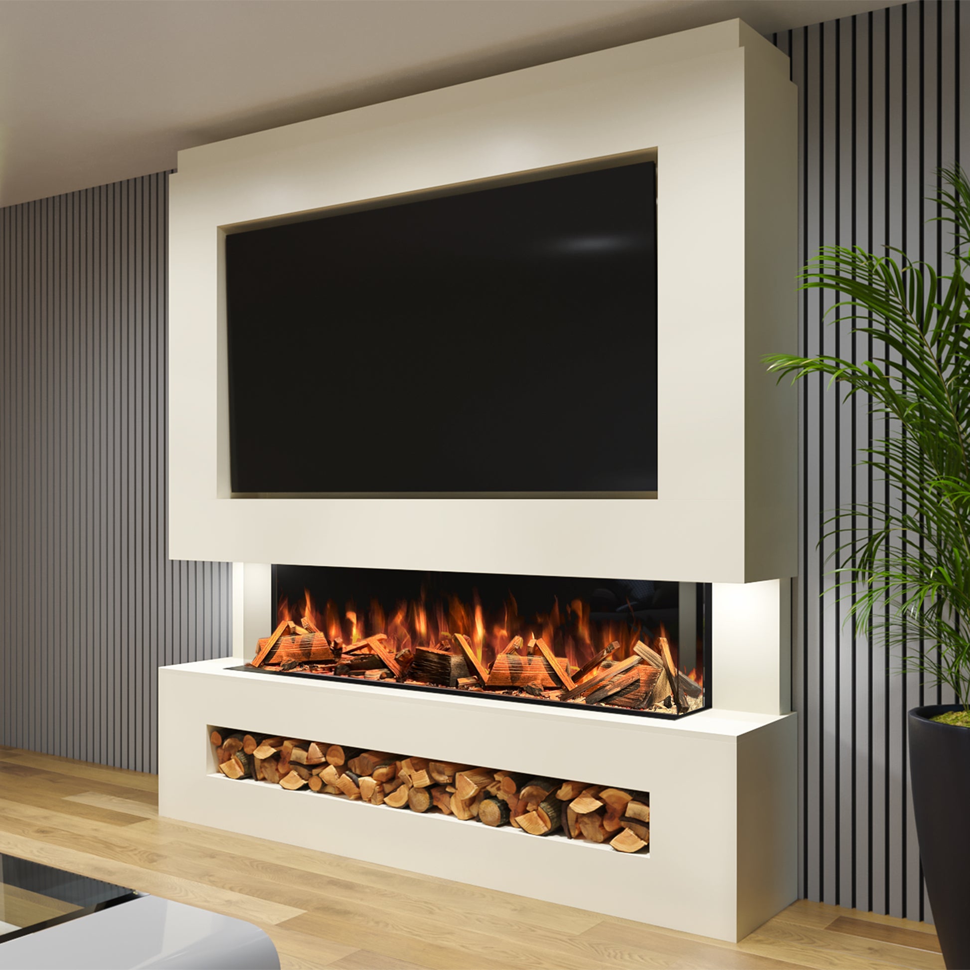 Evolution Fires - Pre-Built Media Wall Package 11 with electric fire