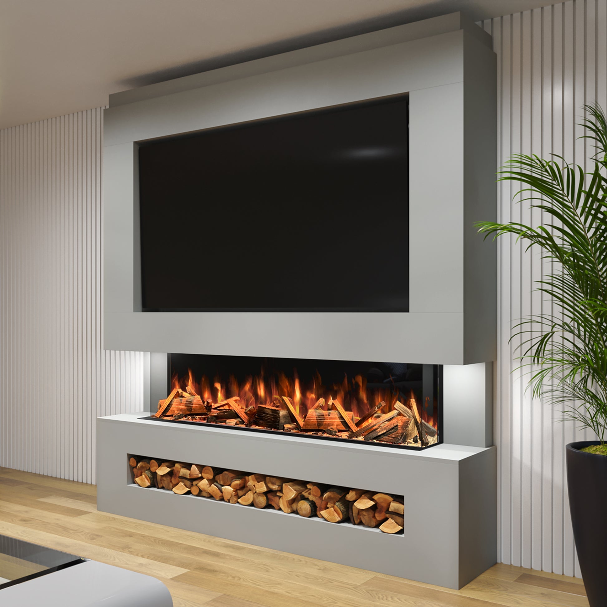 Evolution Fires - Pre-Built Media Wall Package 11 with electric fire