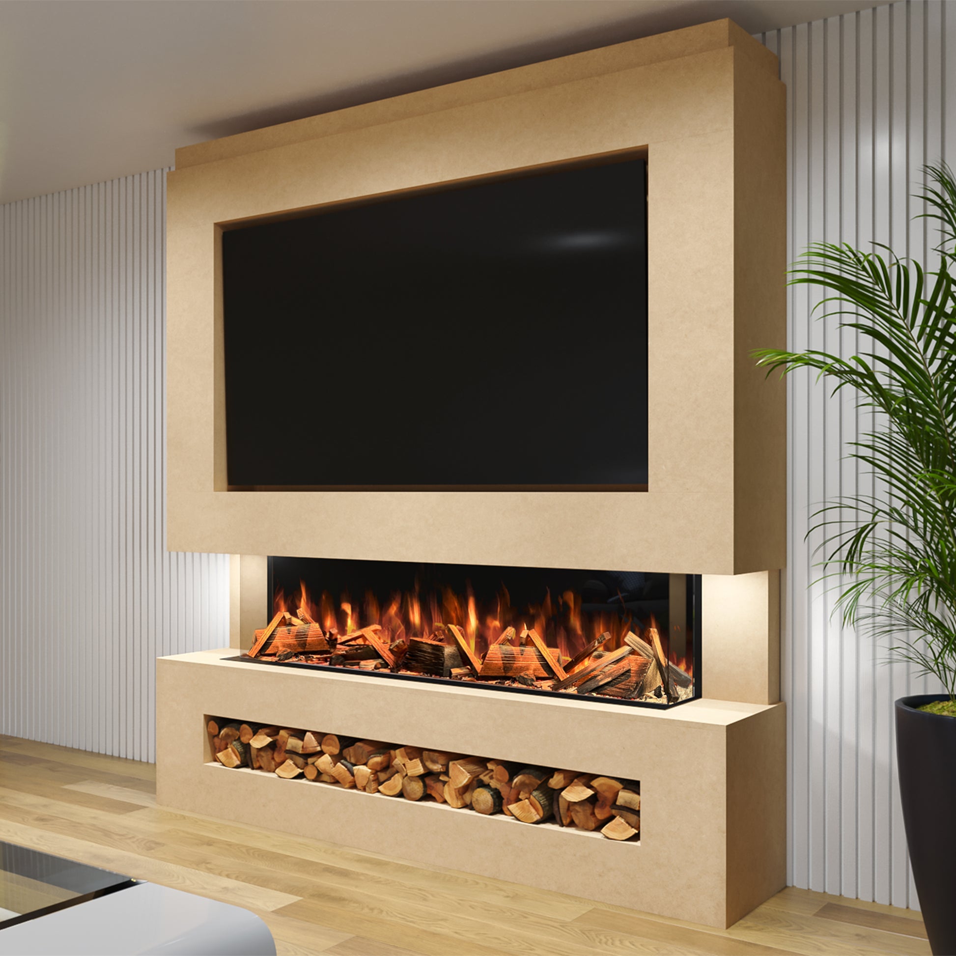 Evolution Fires - Pre-Built Media Wall Package 11 with electric fire