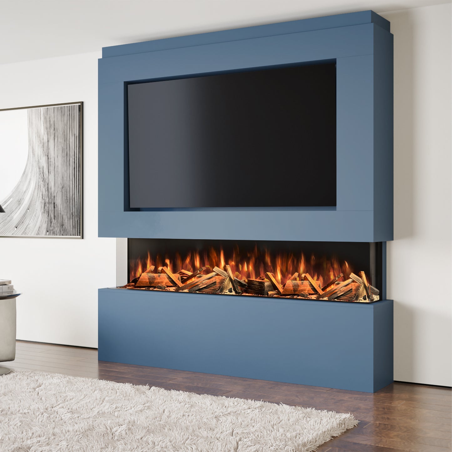 Evolution Fires Pre-built media wall with electric fireplace