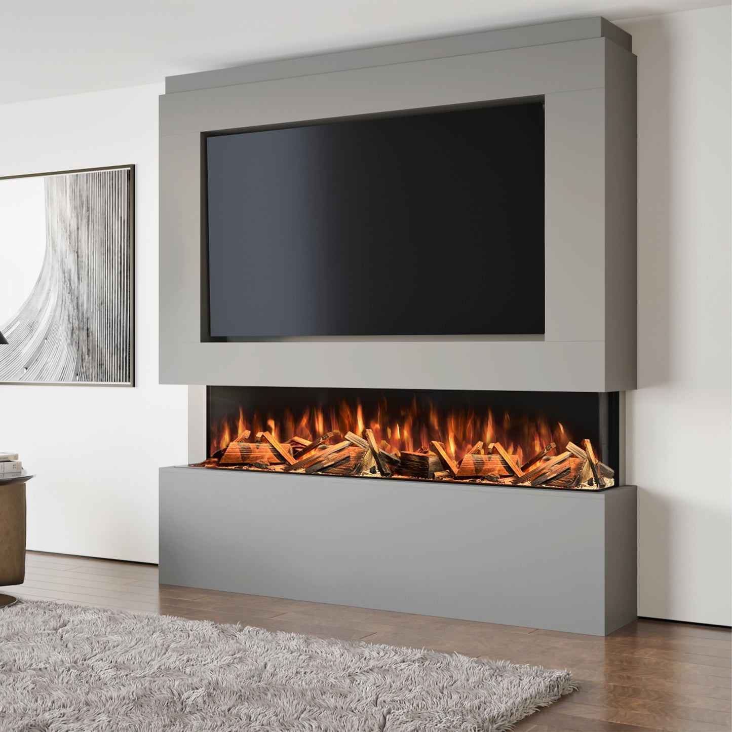 Evolution Fires Pre-built media wall with electric fireplace