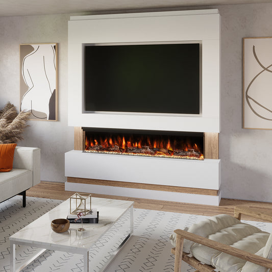 Evolution Fires - Pre-Built Media Wall Package 14 with electric fireplace