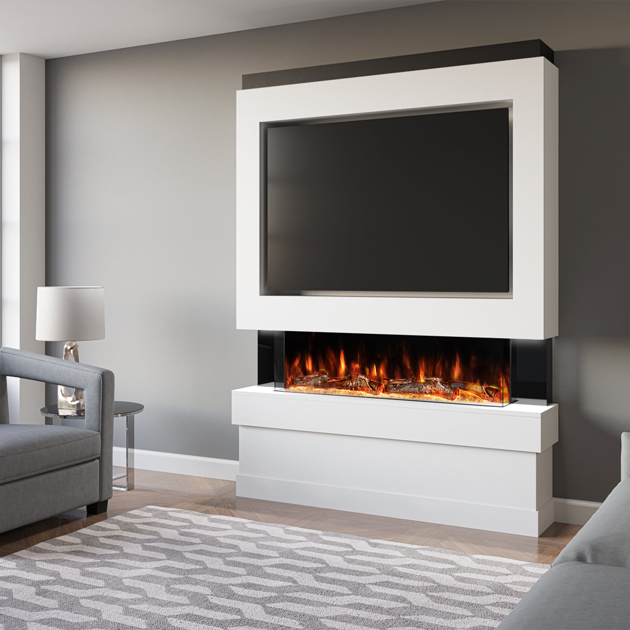 Pre-built Media Wall With Electric Fireplace - Package 5 – Firefly 