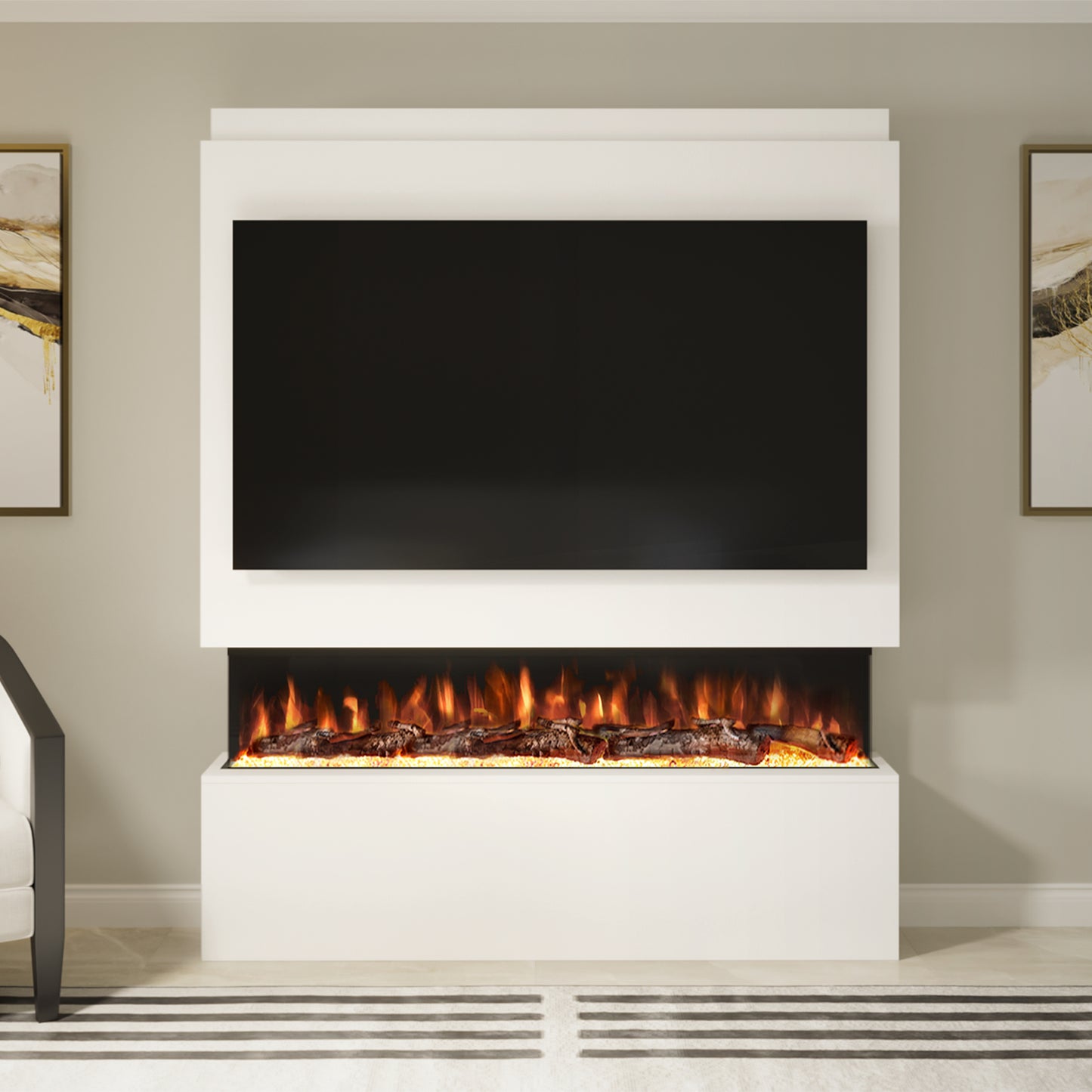 Evolution Fires Pre-built media wall with electric fireplace