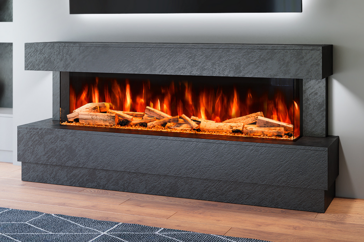 Evolution Fires - Raphael Electric Fireplace Suite (Black Stone Effect)