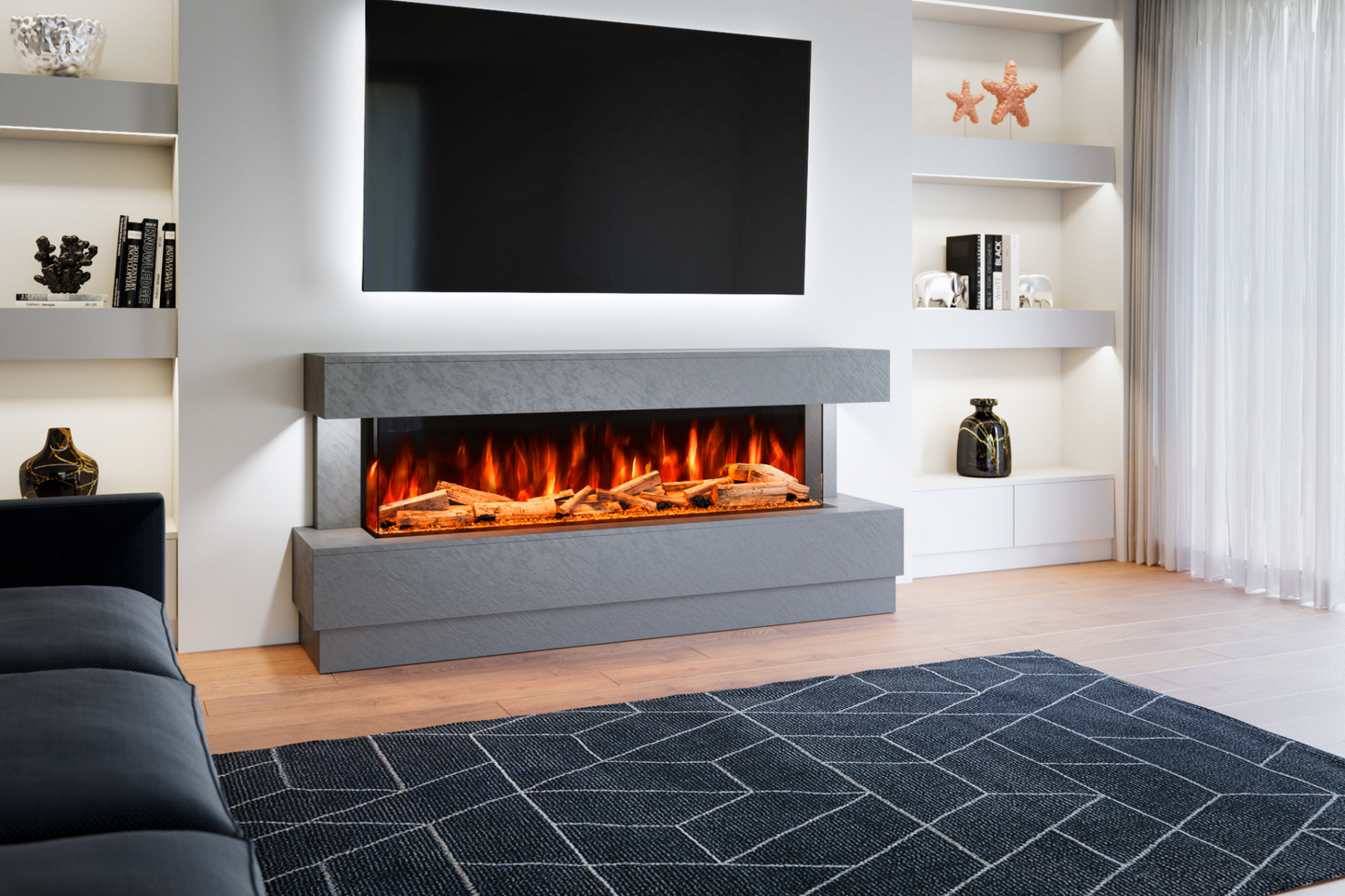 Evolution Fires - Raphael Electric Fireplace Suite - Grey Stone Effect