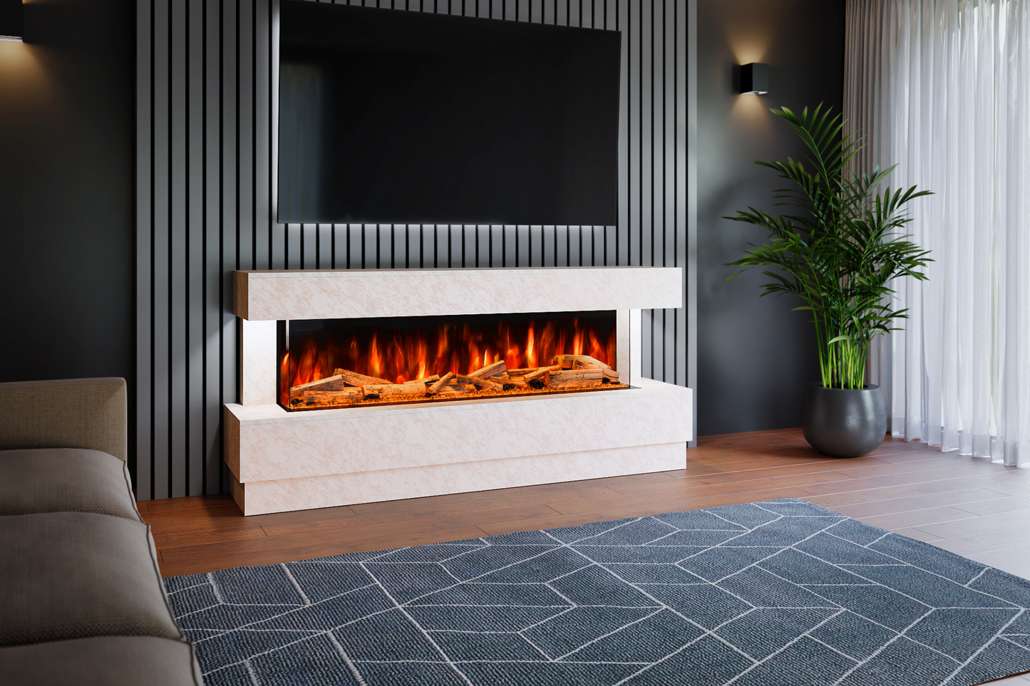 Evolution Fires - Raphael Electric Fireplace Suite (Pearl Stone Effect)