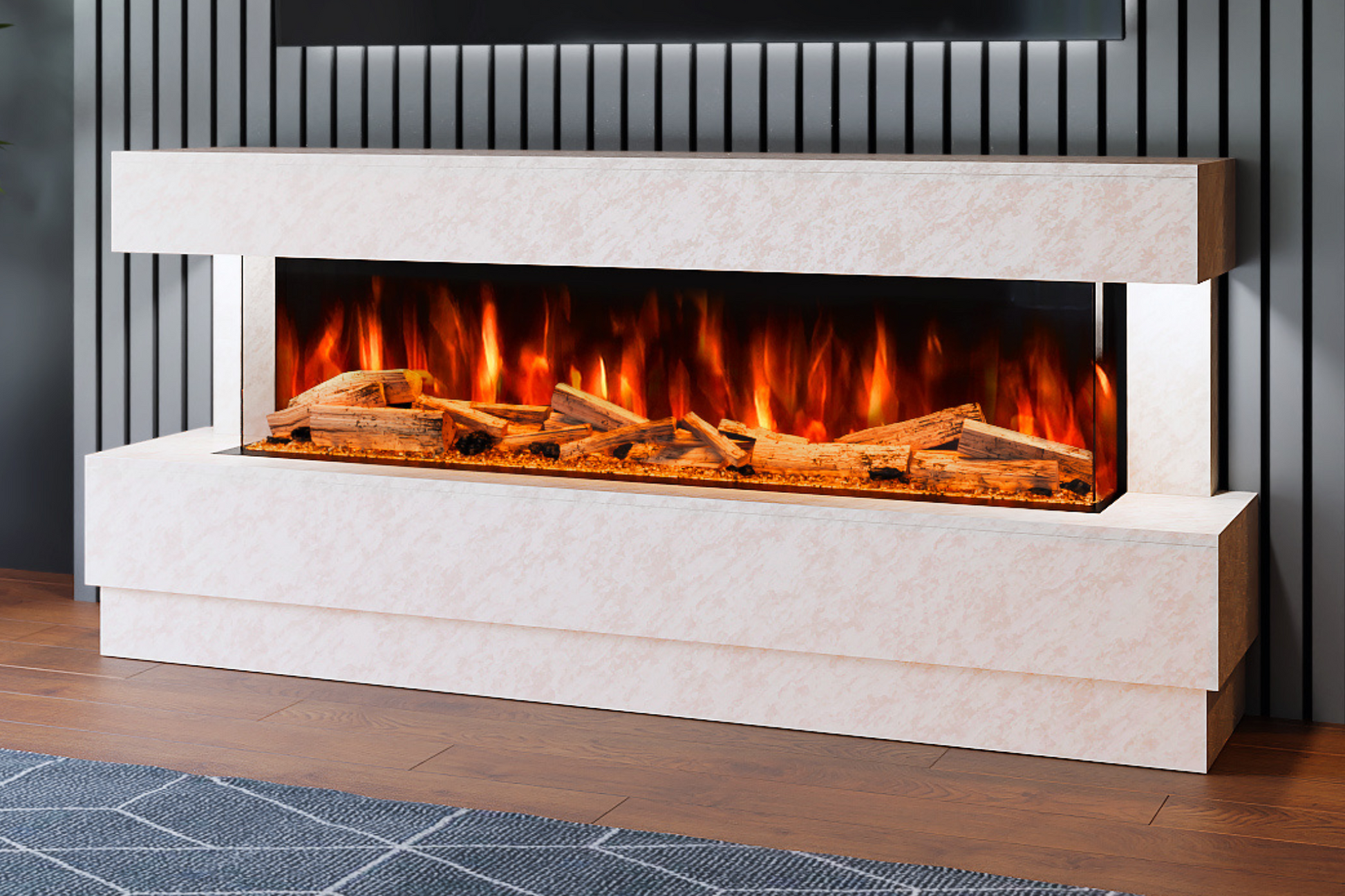 Evolution Fires - Raphael Electric Fireplace Suite (Pearl Stone Effect)