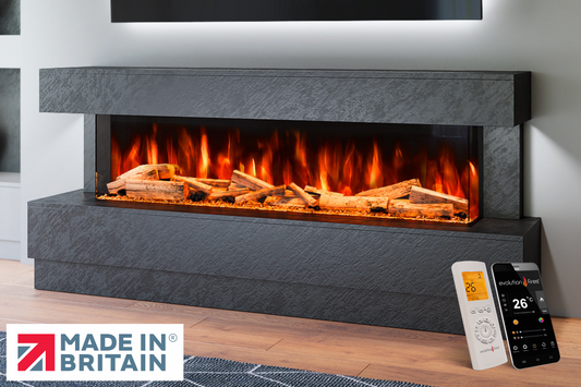 Evolution Fires - Raphael Electric Fireplace Suite (Black Stone Effect)
