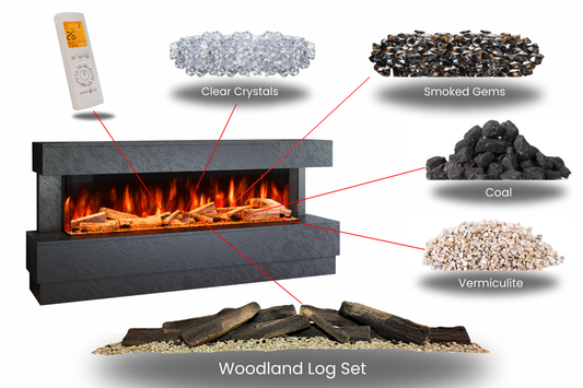 Evolution Fires - Raphael Electric Fireplace Suite (Black Stone Effect)