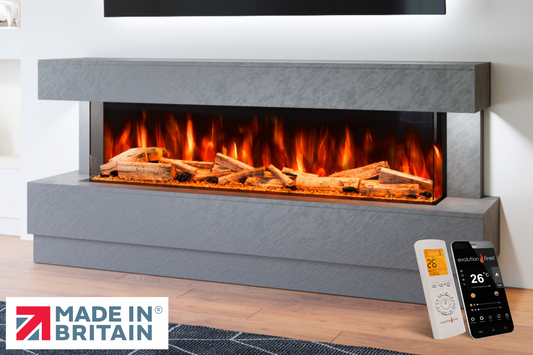 Evolution Fires - Raphael Electric Fireplace Suite - Grey Stone Effect