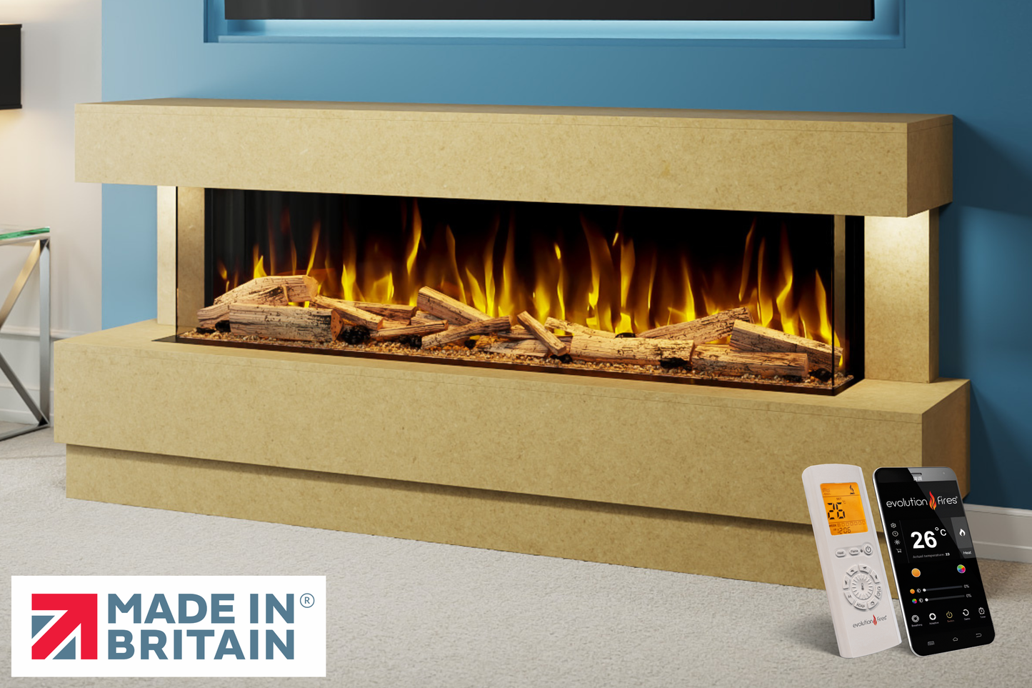 Evolution Fires Raphael Electric Fireplace Suite Ready to Paint