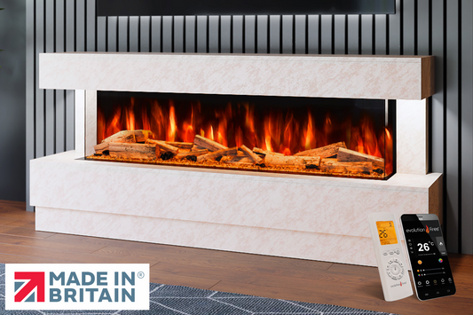 Evolution Fires - Raphael Electric Fireplace Suite (Pearl Stone Effect)