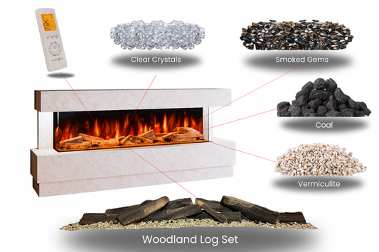 Evolution Fires - Raphael Electric Fireplace Suite (Pearl Stone Effect)