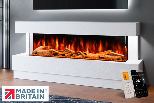 Evolution Fires Raphael Electric Fireplace Suite (White Stone Effect)