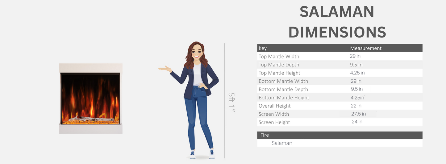 Salaman - Wall Mounted Electric Fireplace